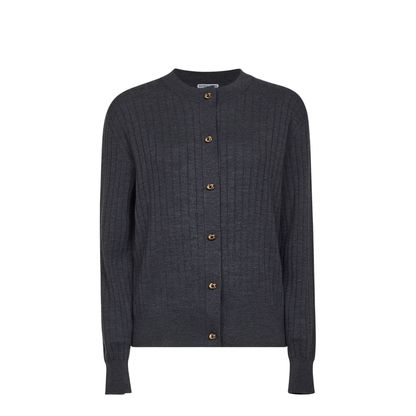 Wool Rib Cardigan in Anthracite - Image 1