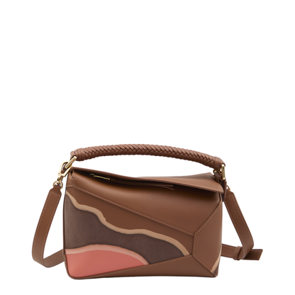 Puzzle Small Calfskin Shoulder Bags - Pecan/Parrot Pink - Image 5