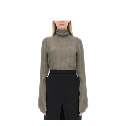 Silk Charmeuse Turtleneck Blouse - Image 1