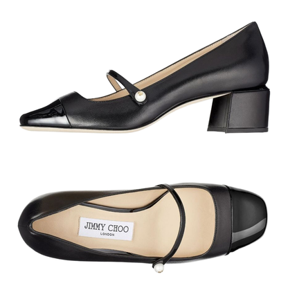 Black Nappa and Patent Leather Pumps - Image 3