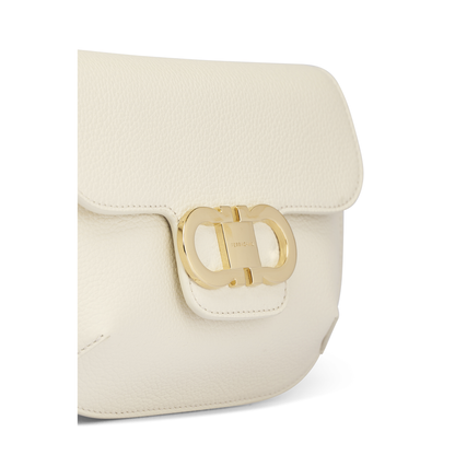 Double Gancini Mini Calf Leather Shoulder Bag - White - Image 3