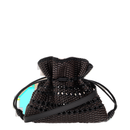 Flamenco Medium Calfskin Clutch - Black/Brown - Image 1