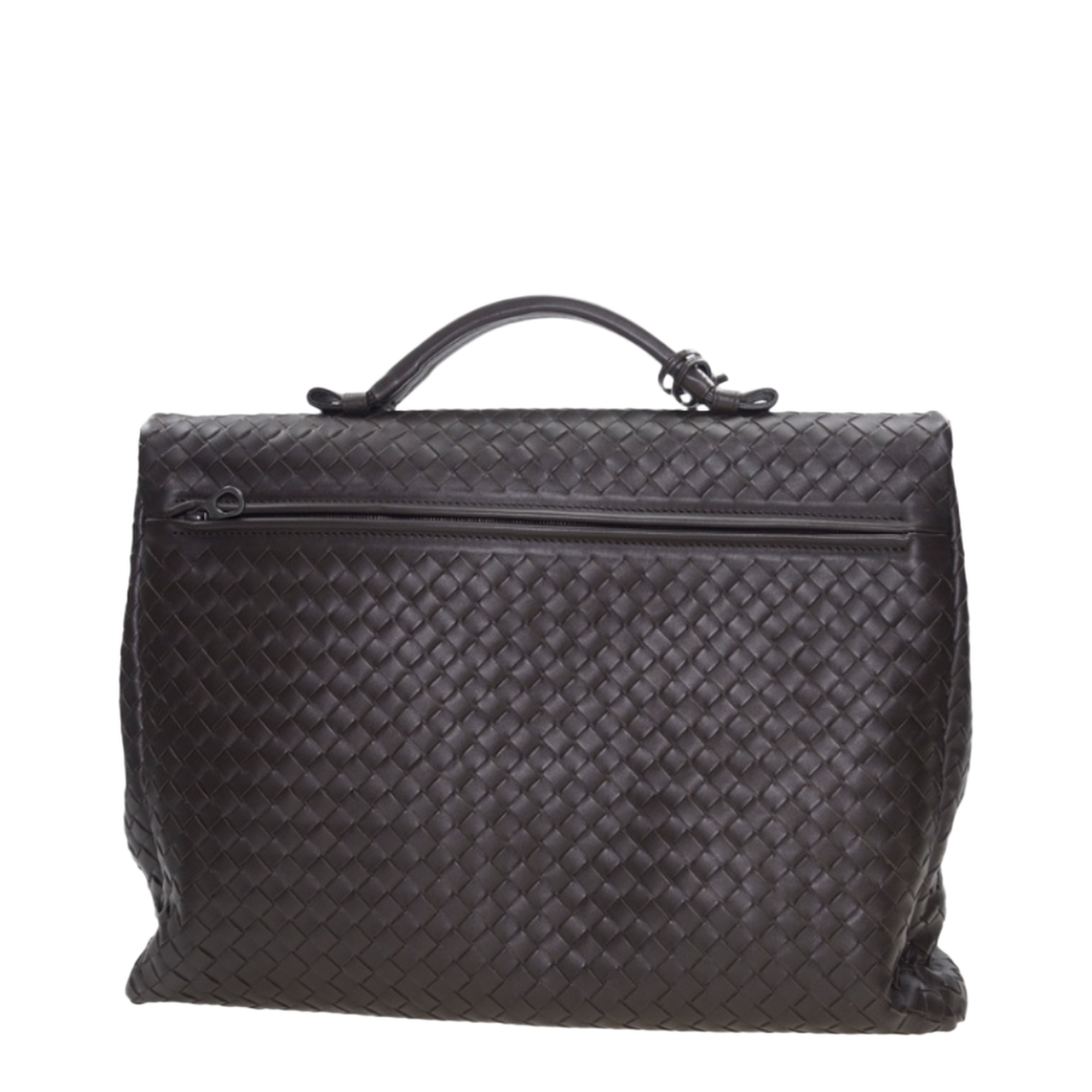 Intrecciato Large Leather Briefcase - Brown - Image 2