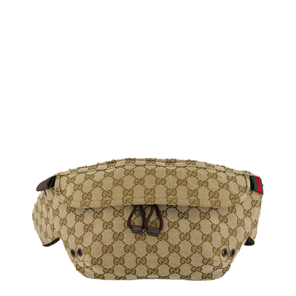GG Canvas Large Canvas Belt Bag - Beige and Dark Brown - Image 1