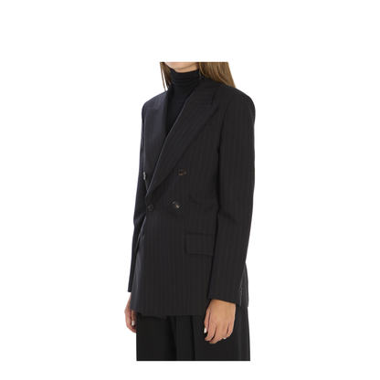 Pinstripe Wool Jacquard Jacket in Black - Image 2
