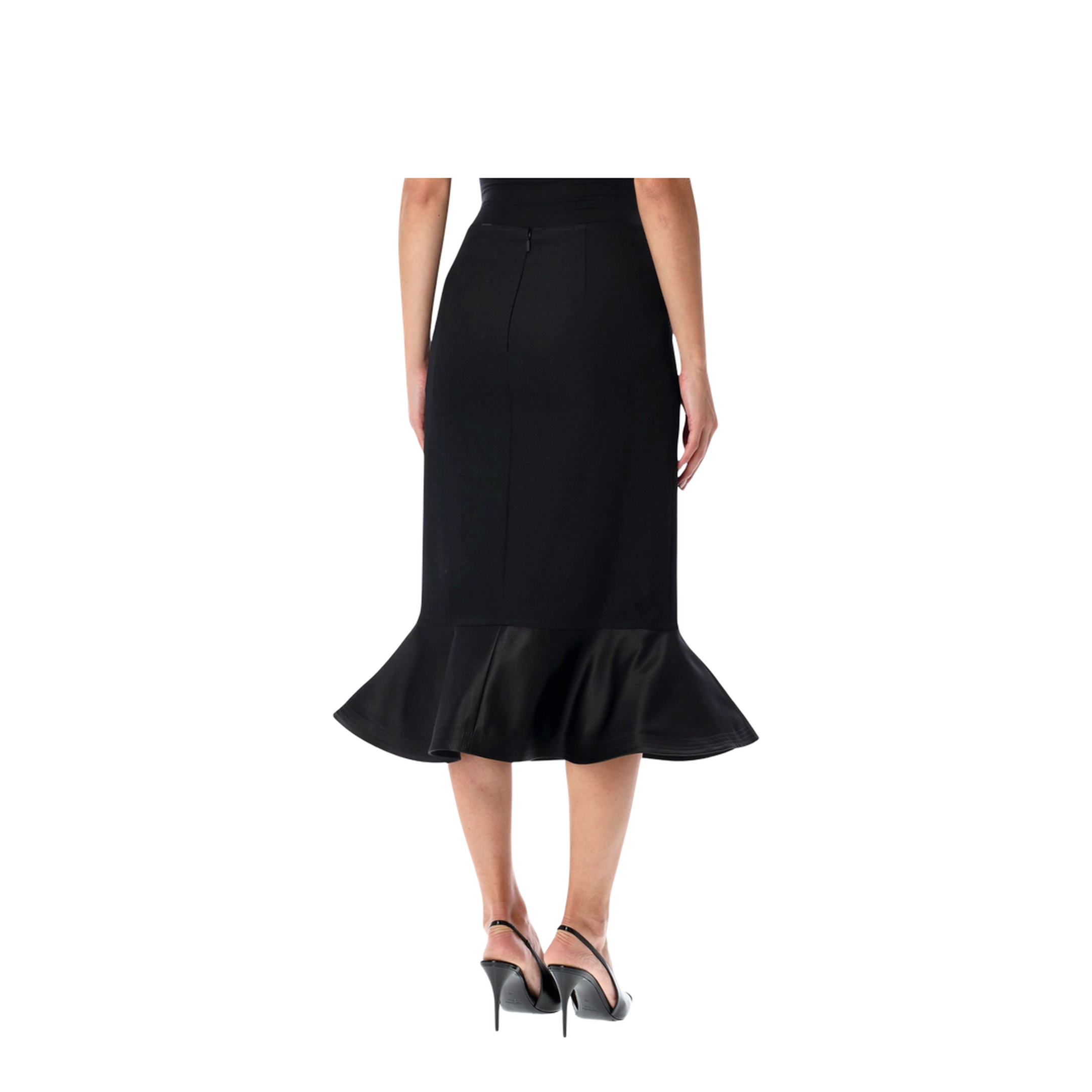 Black Grain de Poudre Wool Skirt - Image 2