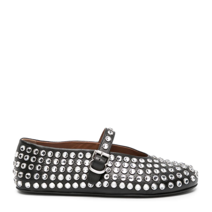 Noir Strass Lambskin Ballet Flats - Image 1