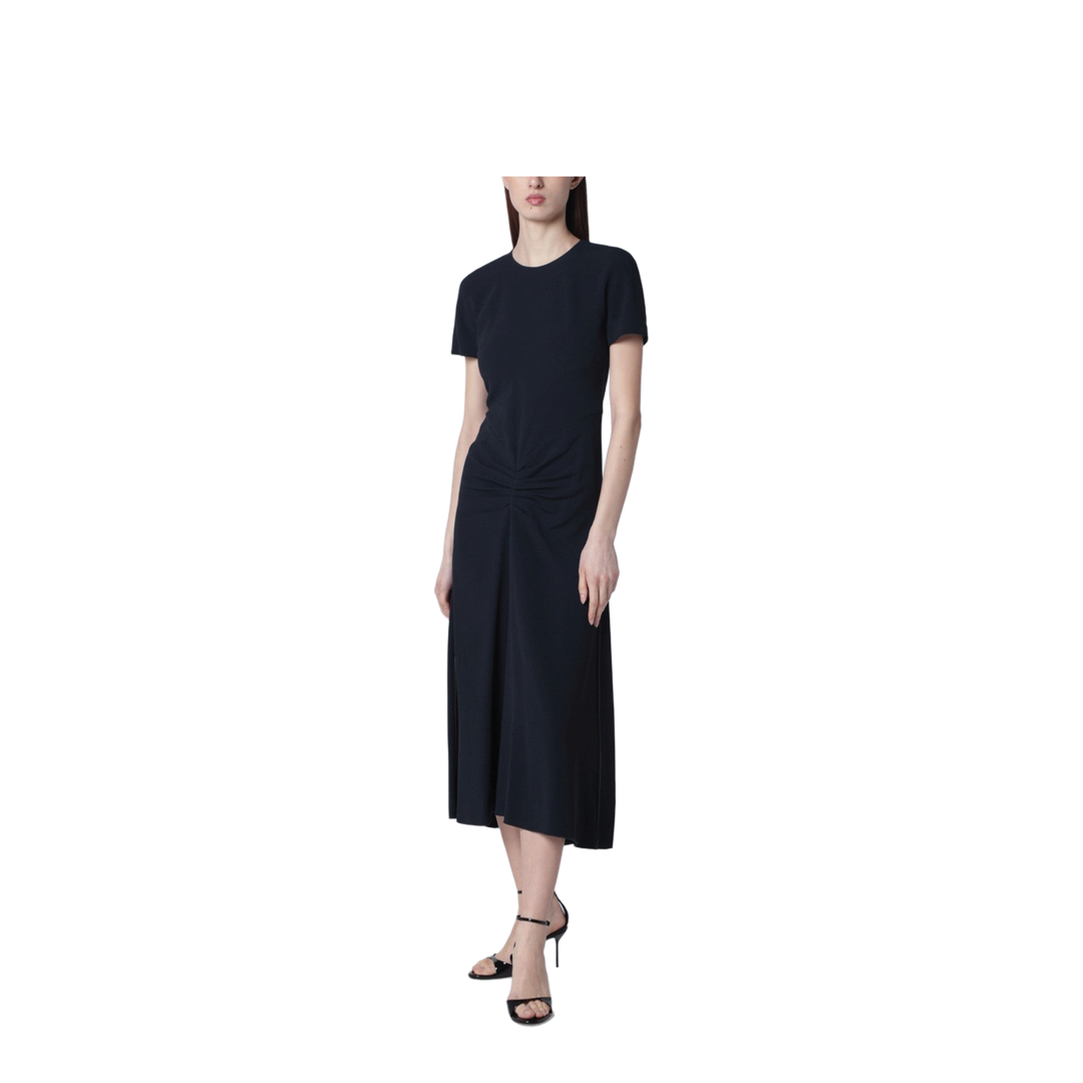 Blaire Dress with Gathered Waist in Navy Blue - Image 1
