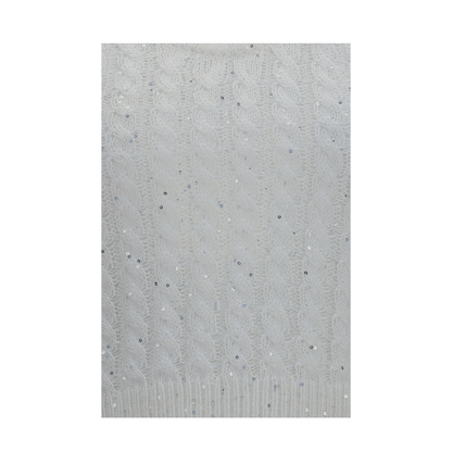 White Linen Knit Tank Top with Sequins - Image 3