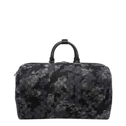 GG Canvas Large Canvas Duffle Bag - Black/Grey camouflage - Image 3