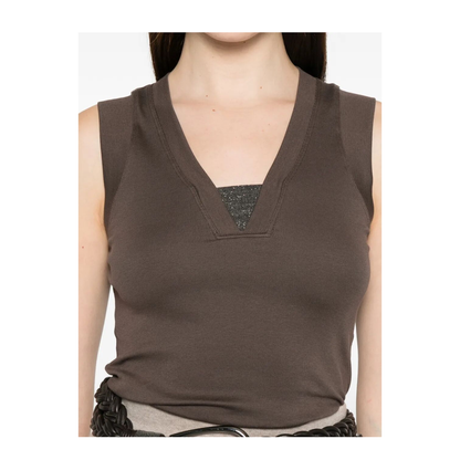 Stretch Cotton Jersey Tank Top with Precious Faux-Layering - Image 10