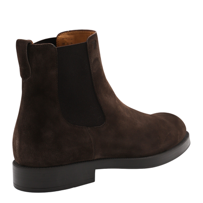 Coffee Brown Elasticated Side Panels Low Stacked Heel Round Toe - Image 6
