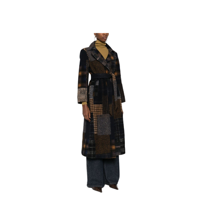 Patchwork Design Wool Coat - Image 5