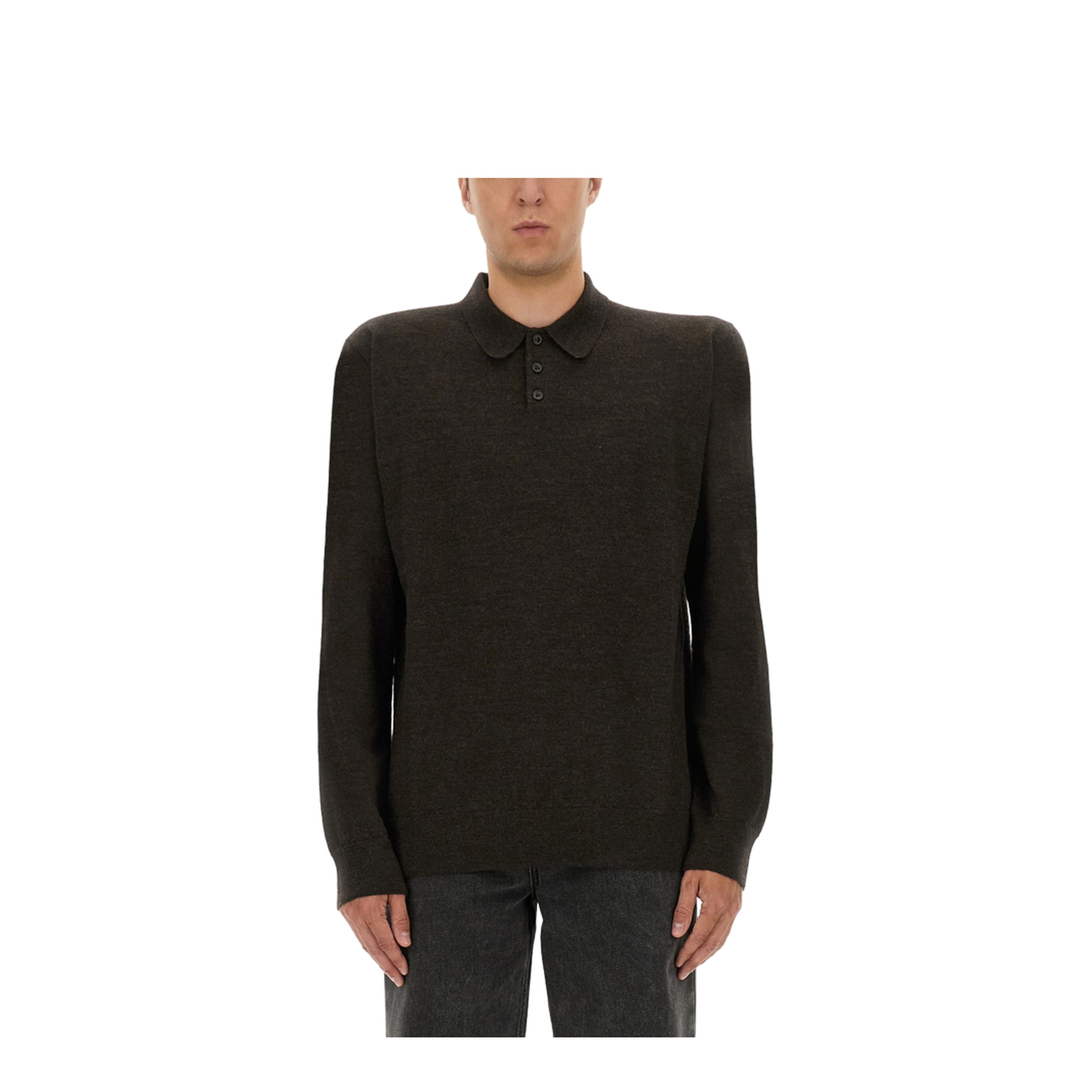 Wool Polo Shirt - Brown - Image 1