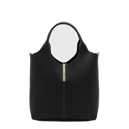 Small Calf Leather Tote - Black - Image 2