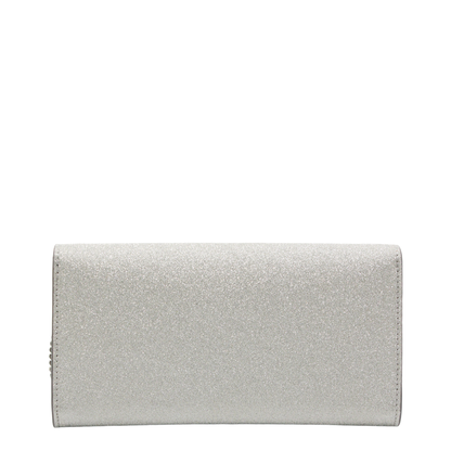 Emmie Small Fine Glitter Leather Clutch - Silver - Image 5