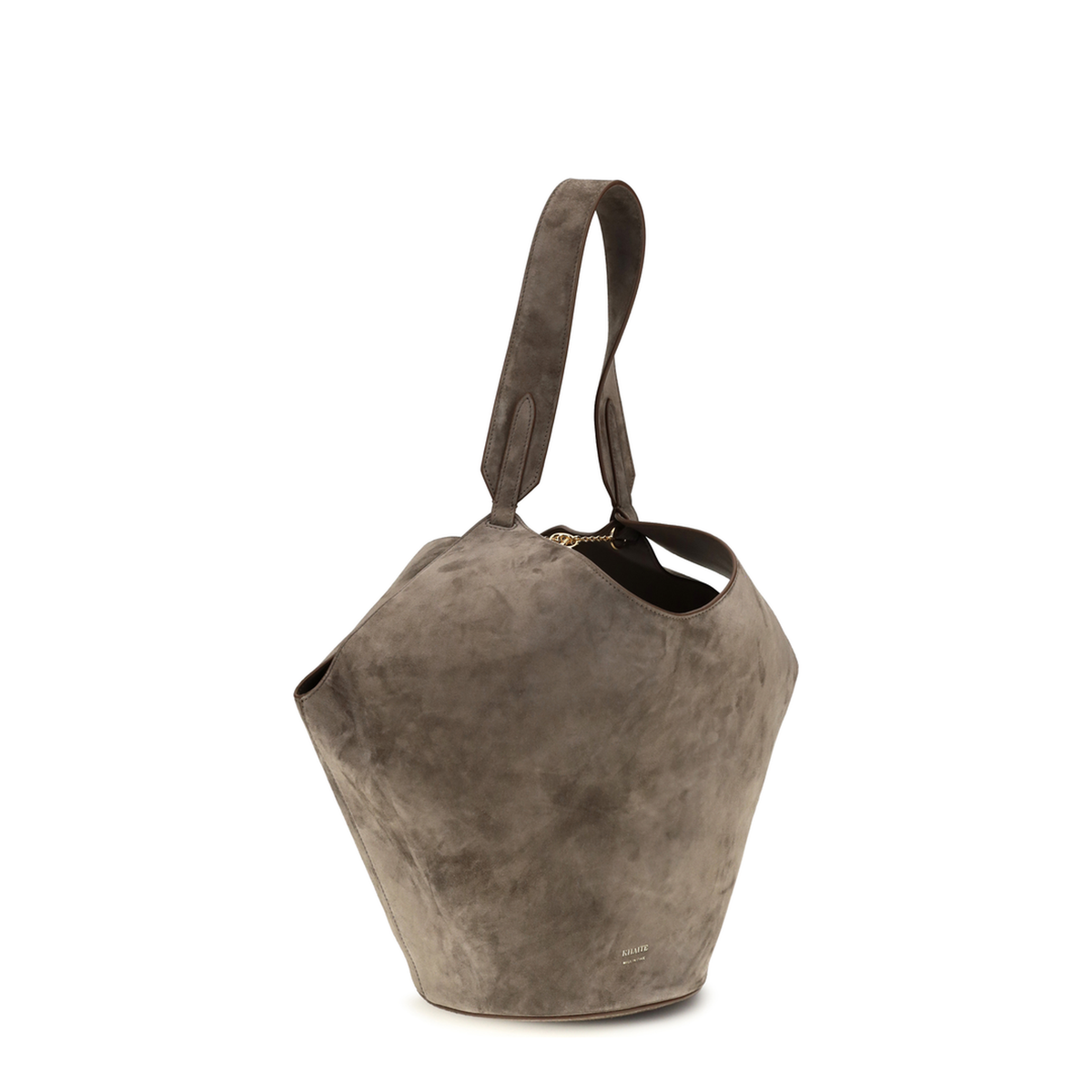 Lotus Small Calfskin Suede Tote - Cedar - Image 2