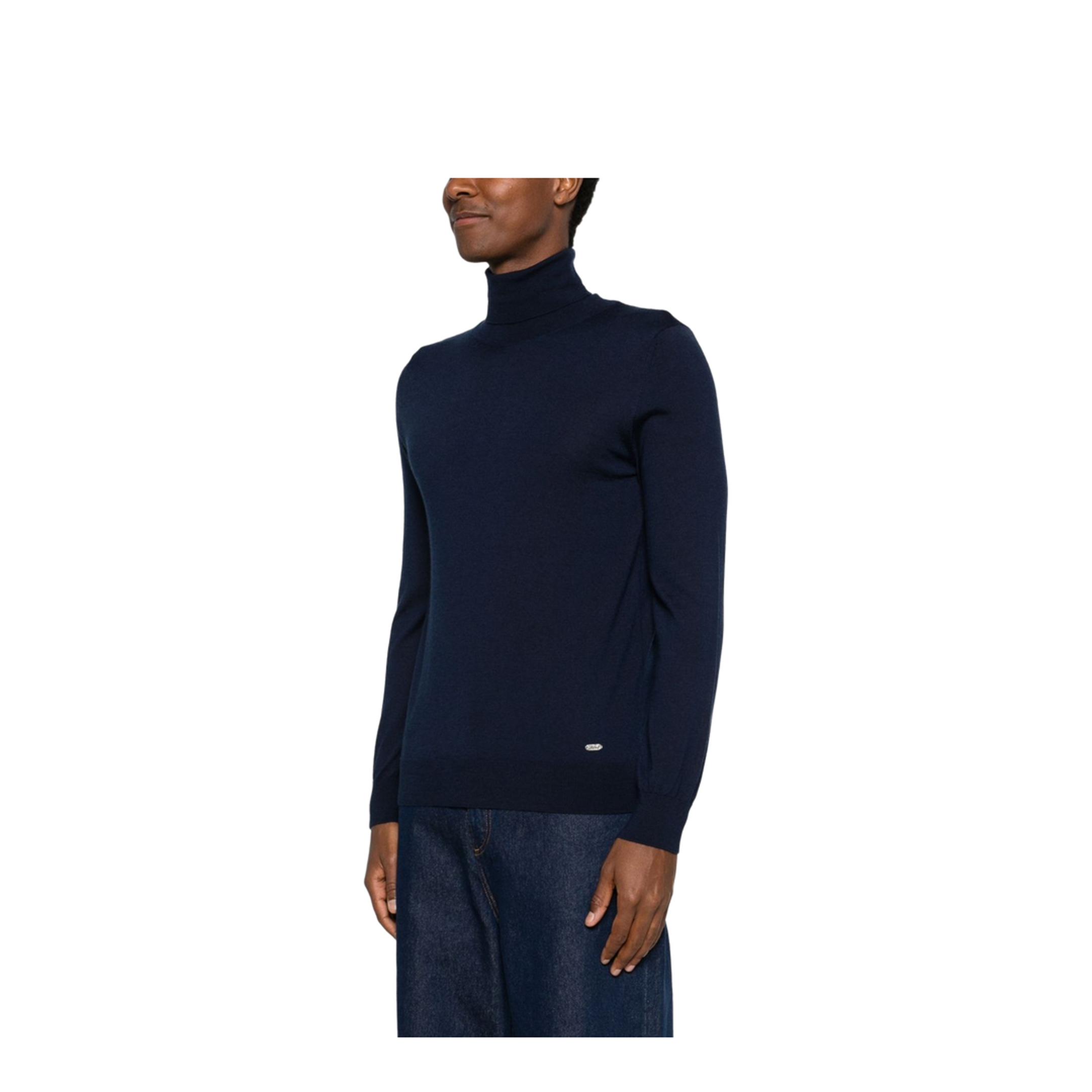 Essential Midnight Blue Cashmere & Silk Turtleneck - Image 3