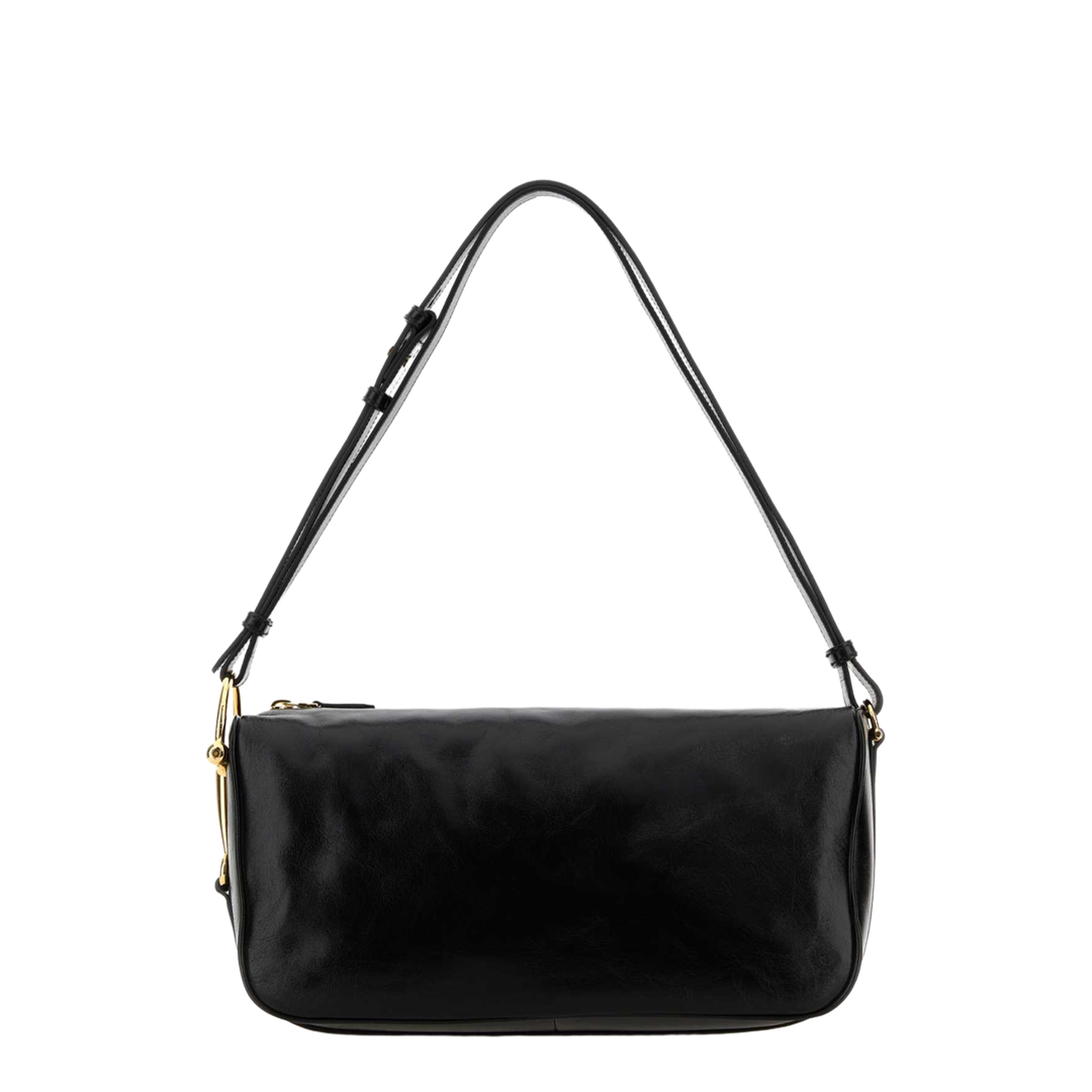 Half Horsebit Medium Grained Leather Shoulder Bag - Black - Image 3