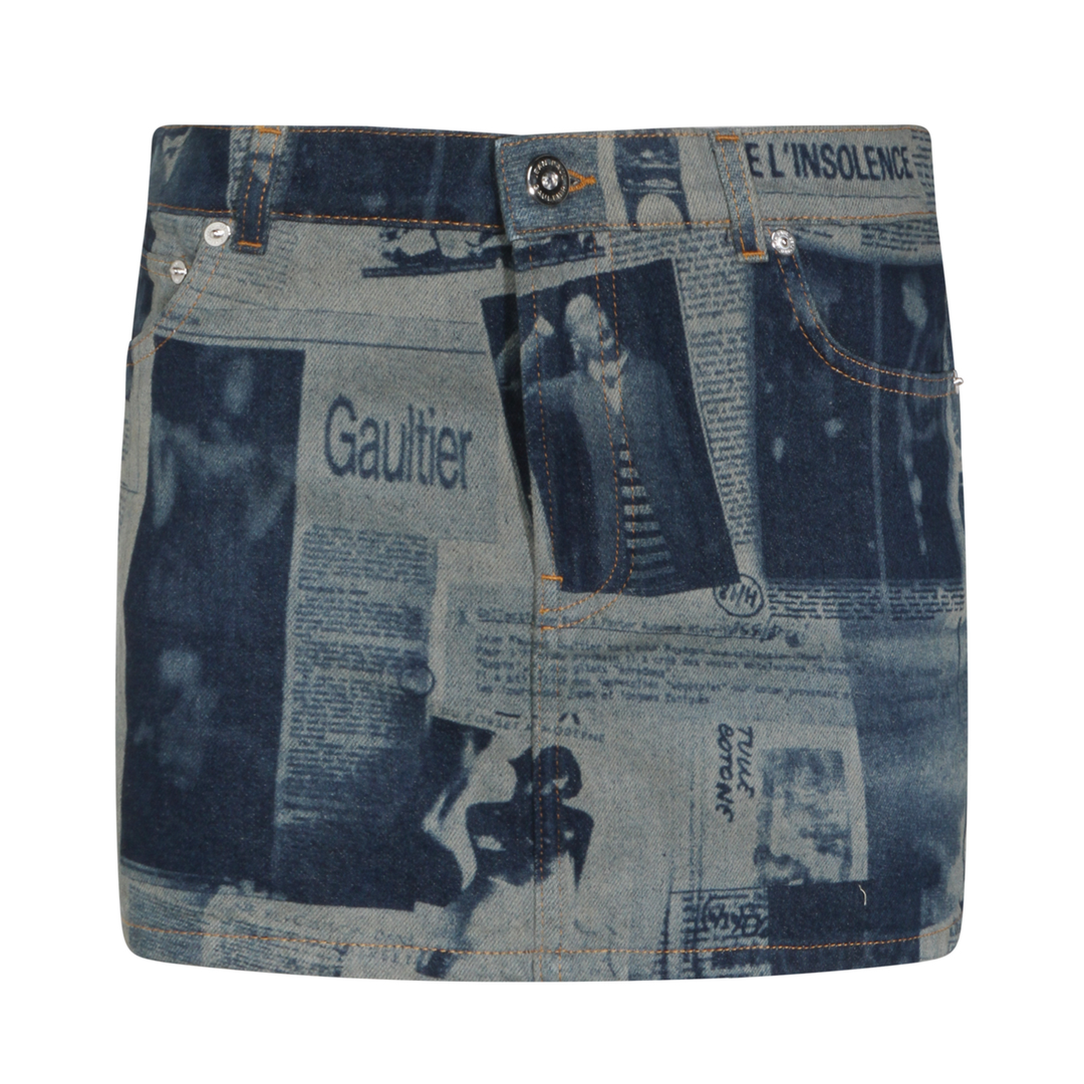 Miniskirt with Newspaper Print - Image 1