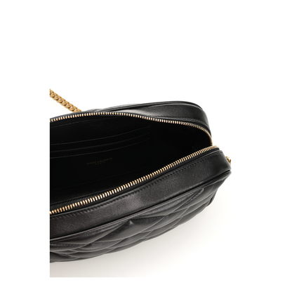 Quilted Leather Crossbody Bag - Black - Image 4