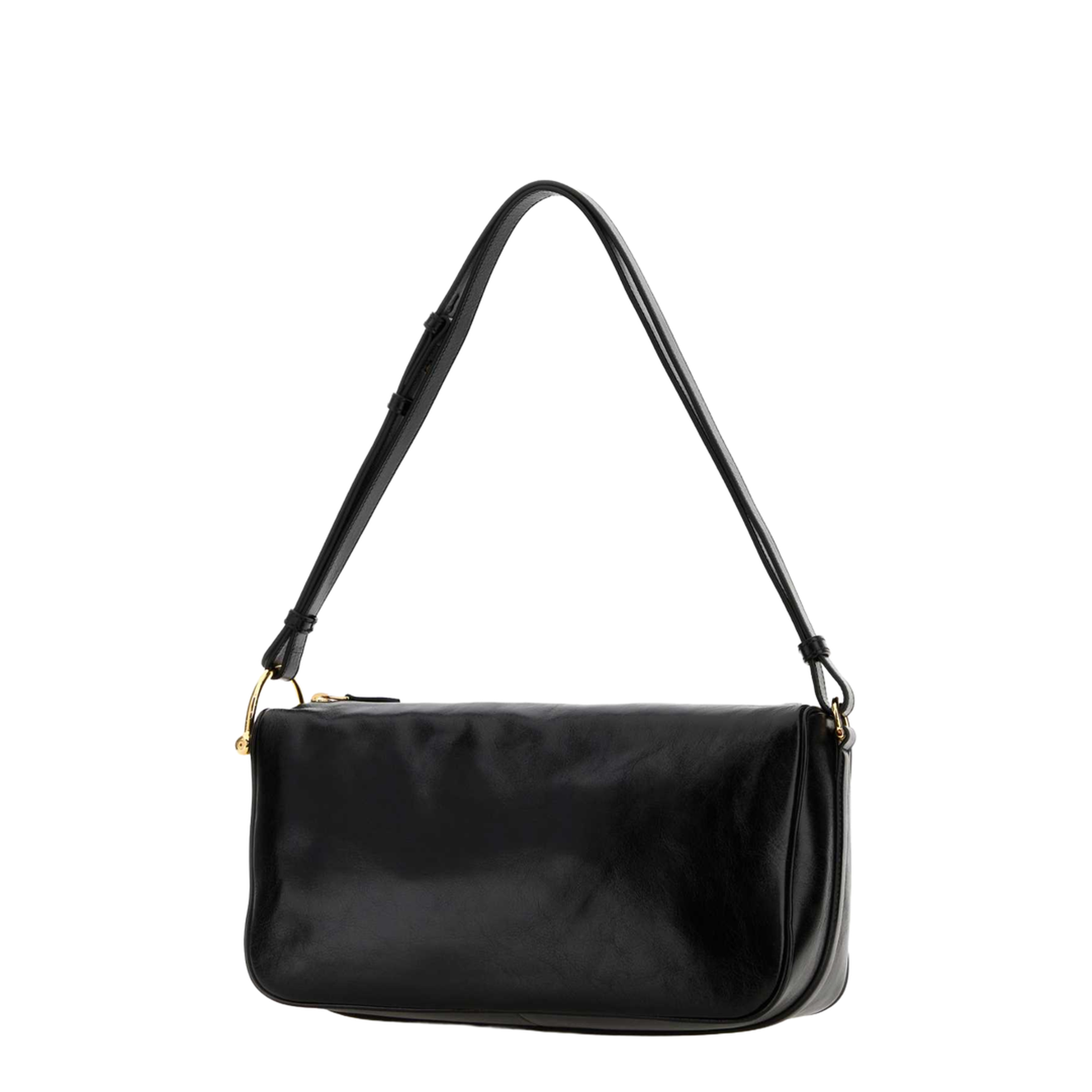 Half Horsebit Medium Grained Leather Shoulder Bag - Black - Image 2