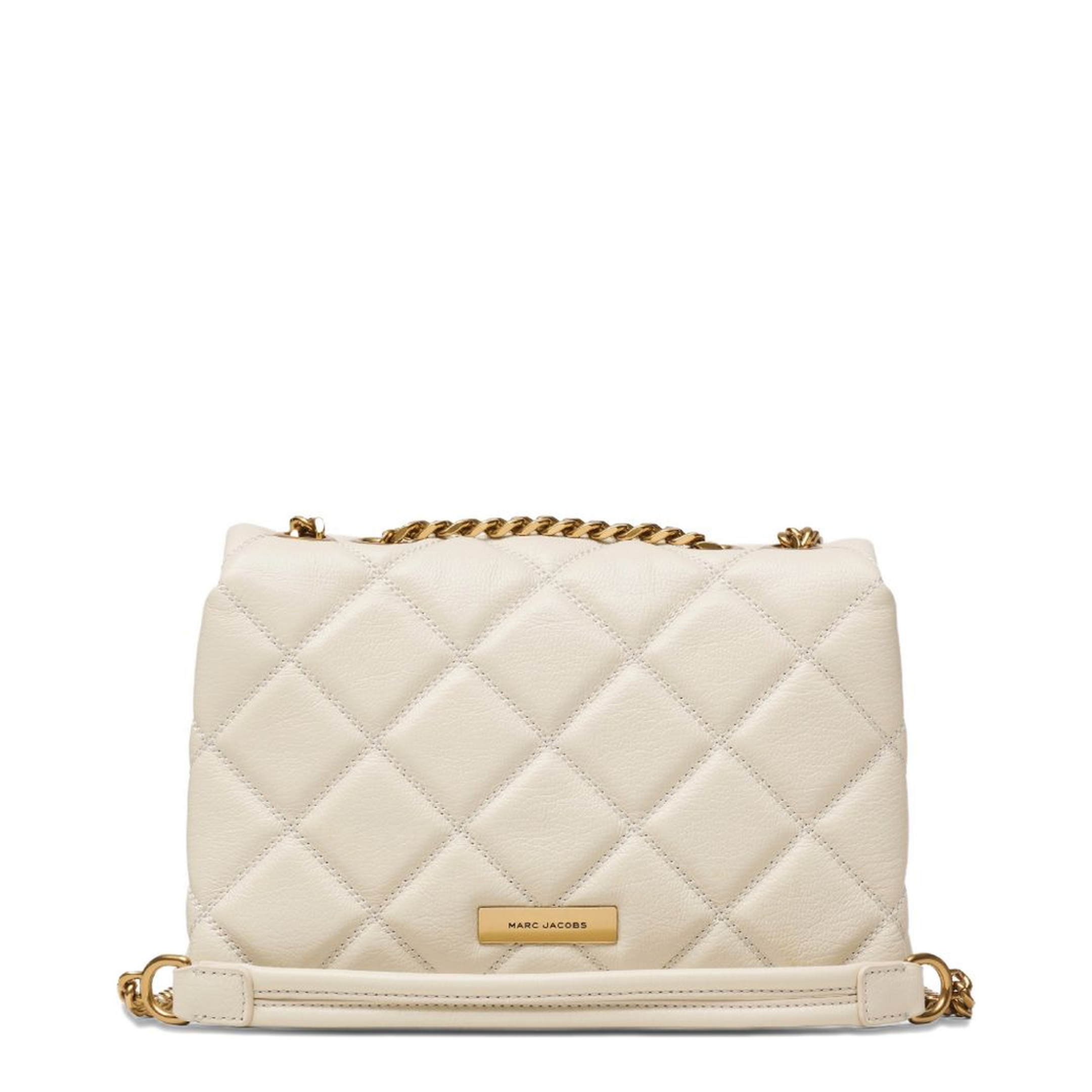 Contemporary Smooth Leather Shoulder Bag - Cloud White - Image 3