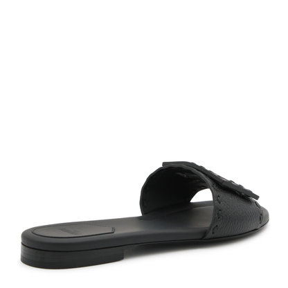 Black Leather Baguette Slides - Image 5