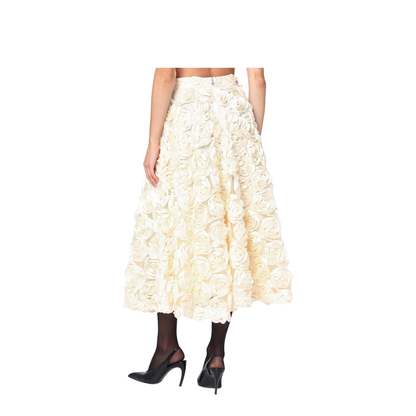 Cream Skirt with Floral Appliqués - Image 2