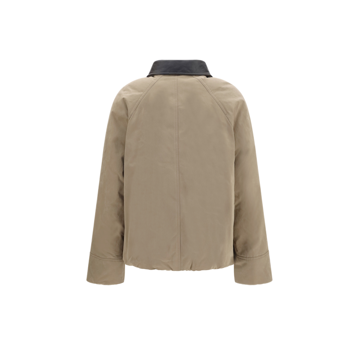 Padded Down Jacket With Leather Collar - Image 2
