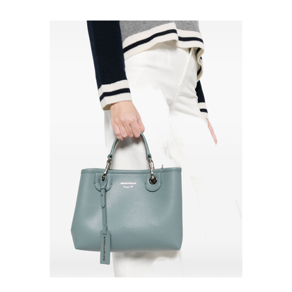 MyEA Small Coated Textile Shopper Bag - Light Blue - Image 4