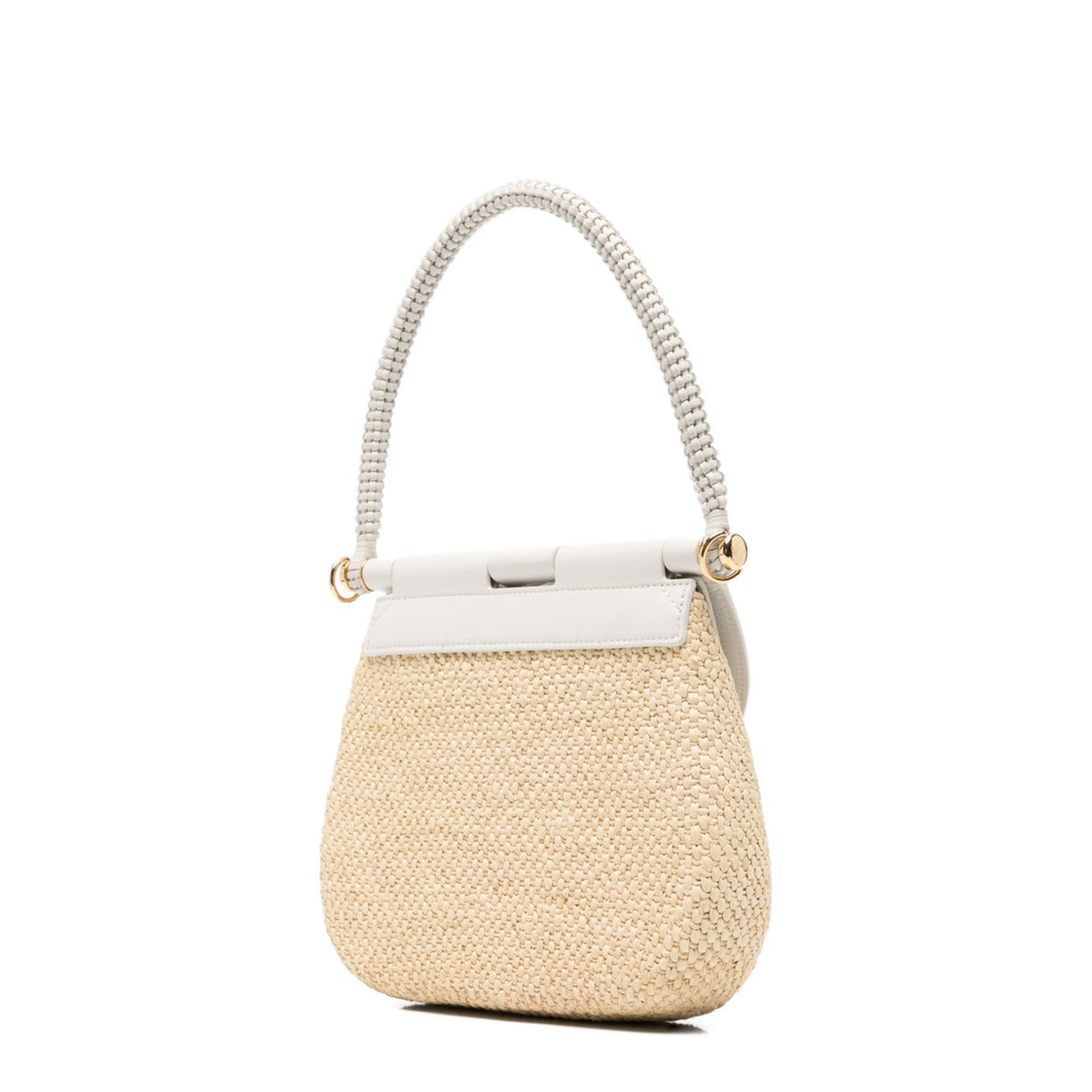 Pescador Medium Raffia/Calfskin Bag - Natural/White - Image 2