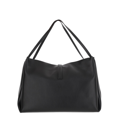 Smooth Black Leather Tote Bag - Image 3