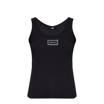 90s Vintage Logo Tank Top Black - Image 1
