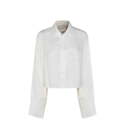 White Shirt with All-Over Logo Graphic - Image 1