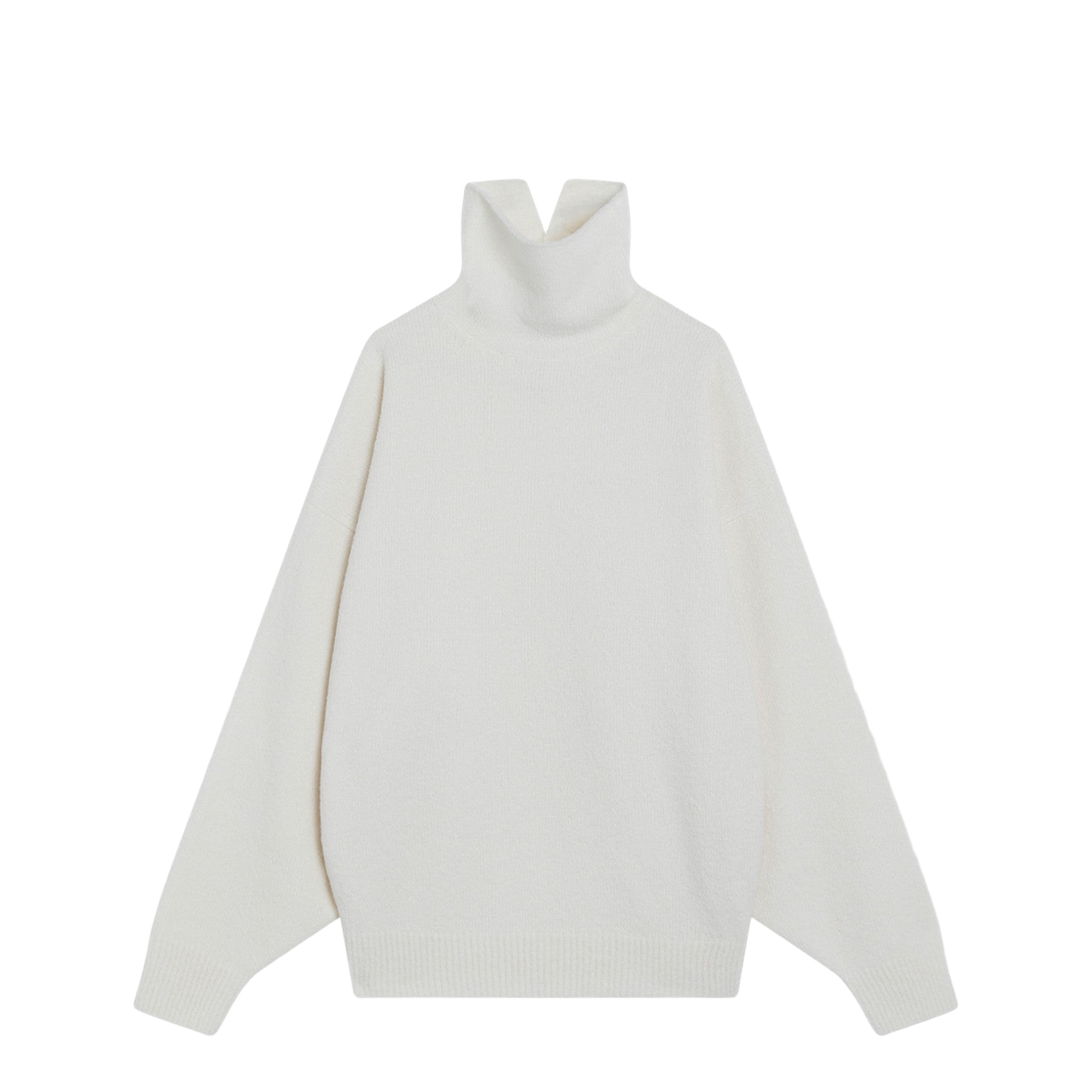White Turtleneck Sweater in Wool - Image 1