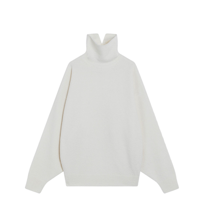 White Turtleneck Sweater in Wool - Image 1
