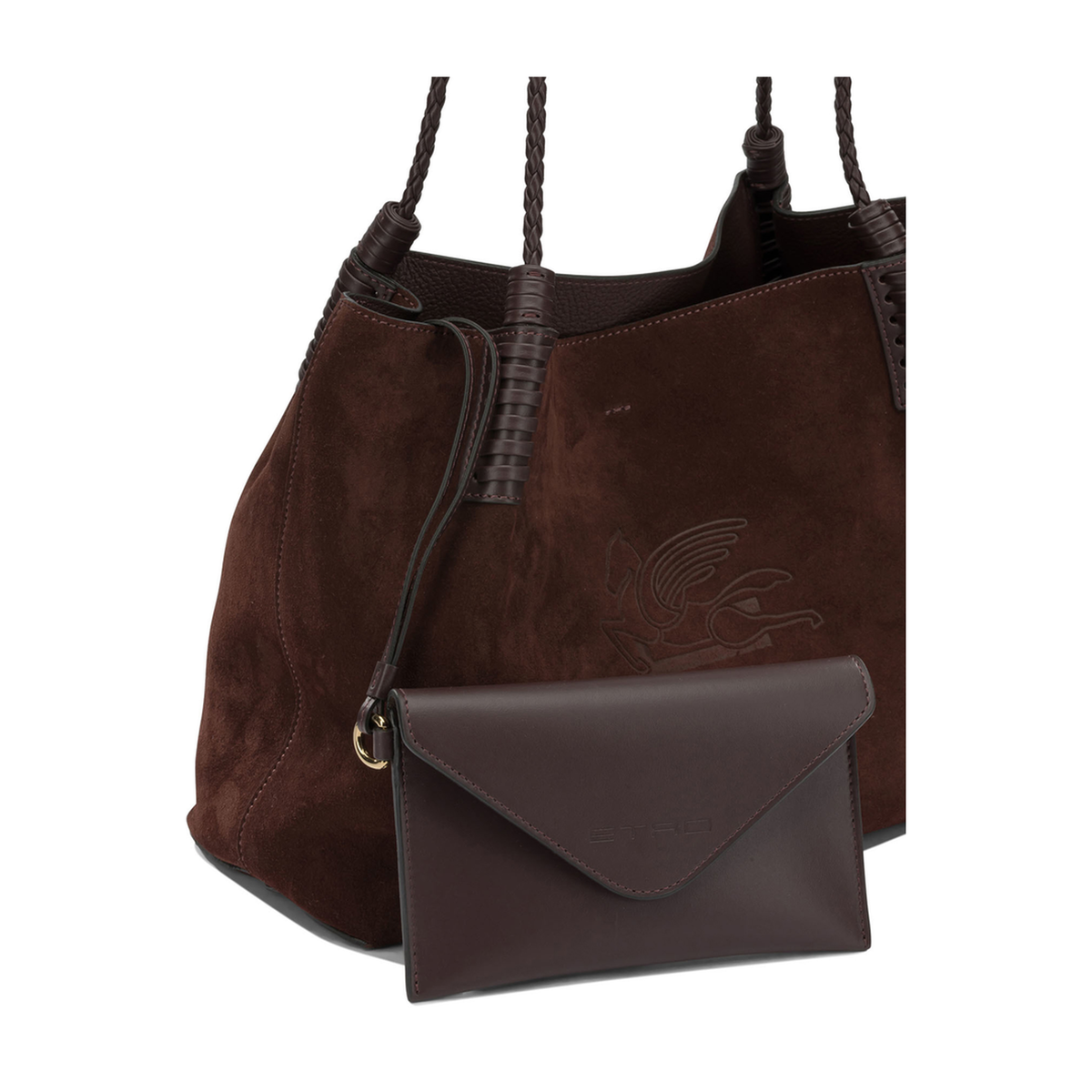 Libra Small Suede Shoulder Bags - Brown - Image 4