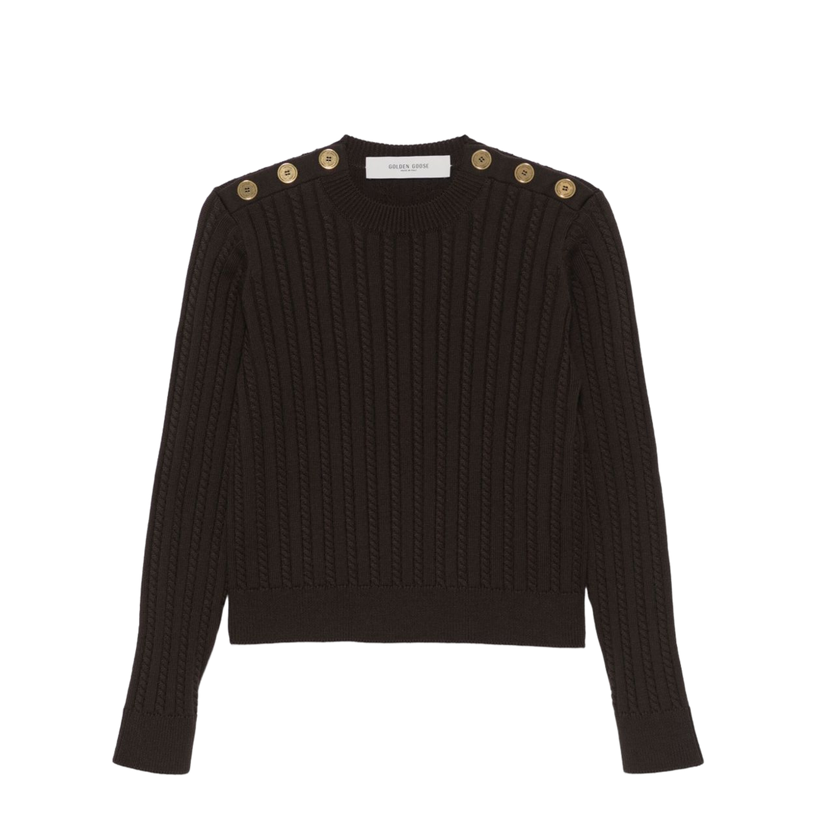 Coffee Brown Crew Neck Long Sleeve Sweater - Image 1