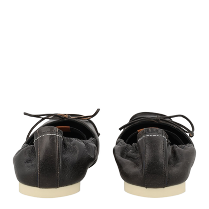 Square-toe ballerinas in brown calfskin leather - Image 2
