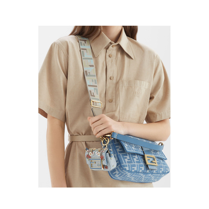 Baguette
Blue Denim Effect FF Jacquard Bag - Image 5