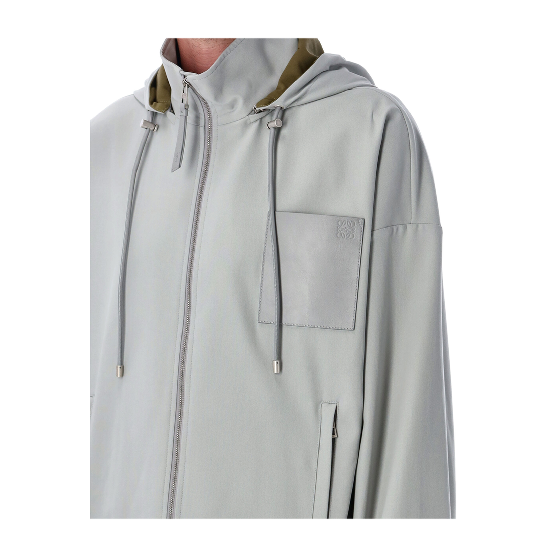 Hooded Jacket in Cotton Grey - Image 3