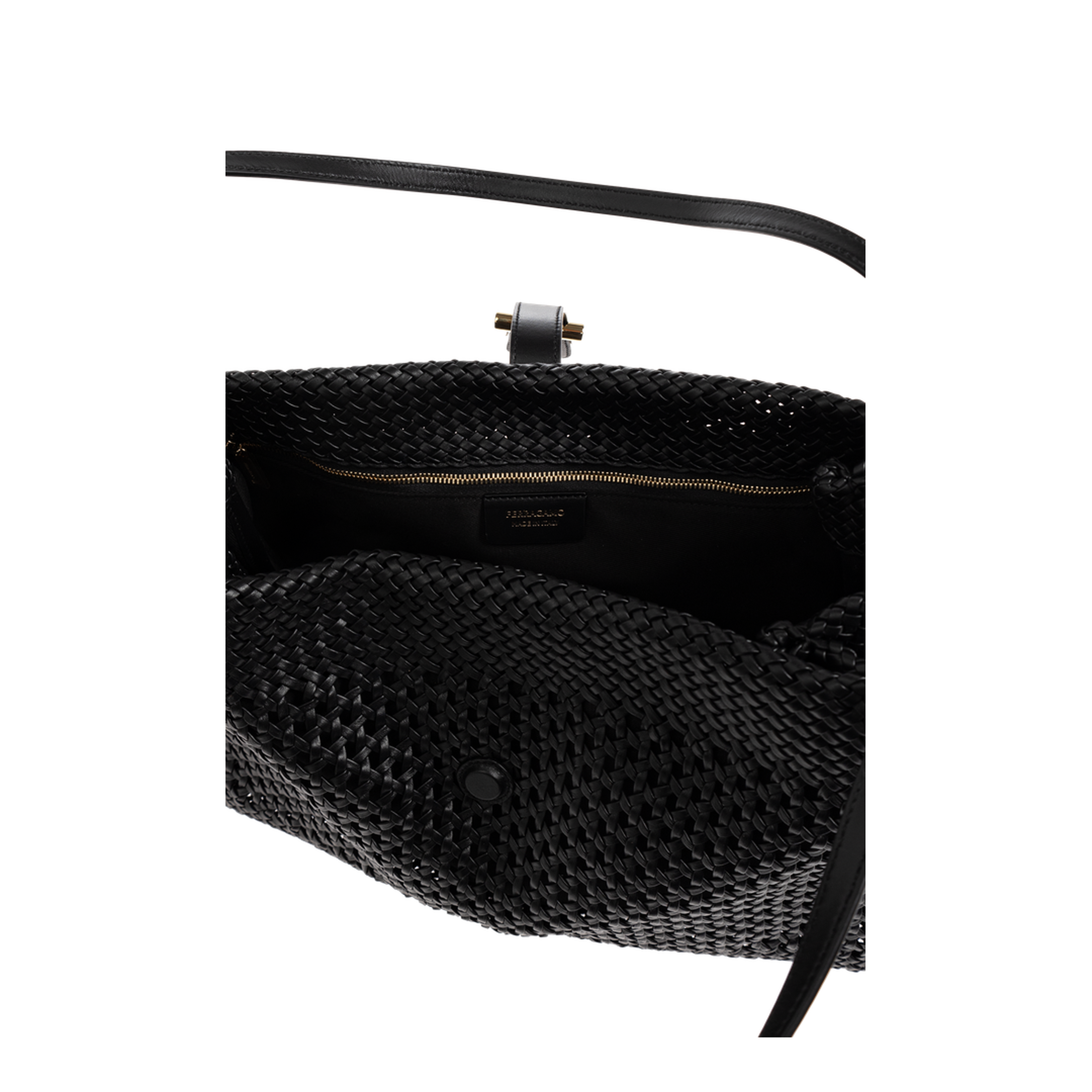 Mia Large Woven Leather Tote - Nero - Image 5
