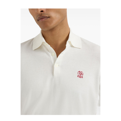 Polo Shirt Cotton Knit White - Image 3