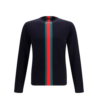 Knitted Cotton Sweater with Web Intarsi - Image 1