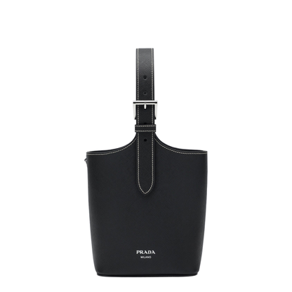 Smooth Leather Bucket Bag - Black - Image 1