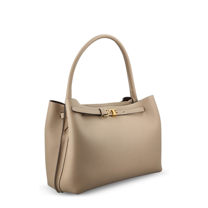 T Timeless Small Calf Leather Tote Bag - Beige Taupe - Image 3