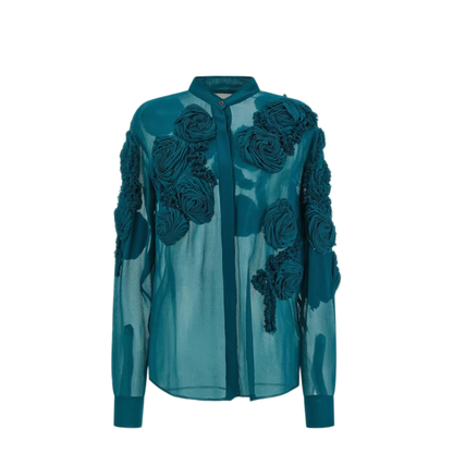 Embellished Shirt in Sheer Viscose - Image 1