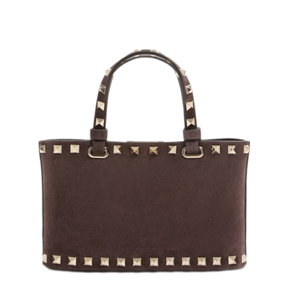 Rockstud Mini Calf Suede Shopping Bag - Red - Image 3