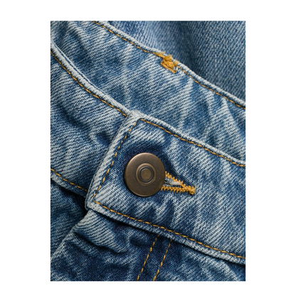 Blue Denim Regular-waisted Wide-leg Jeans - Image 3